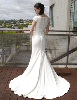 Modest LDS Wedding Dress NZ | Short Sleeve Temple Gown