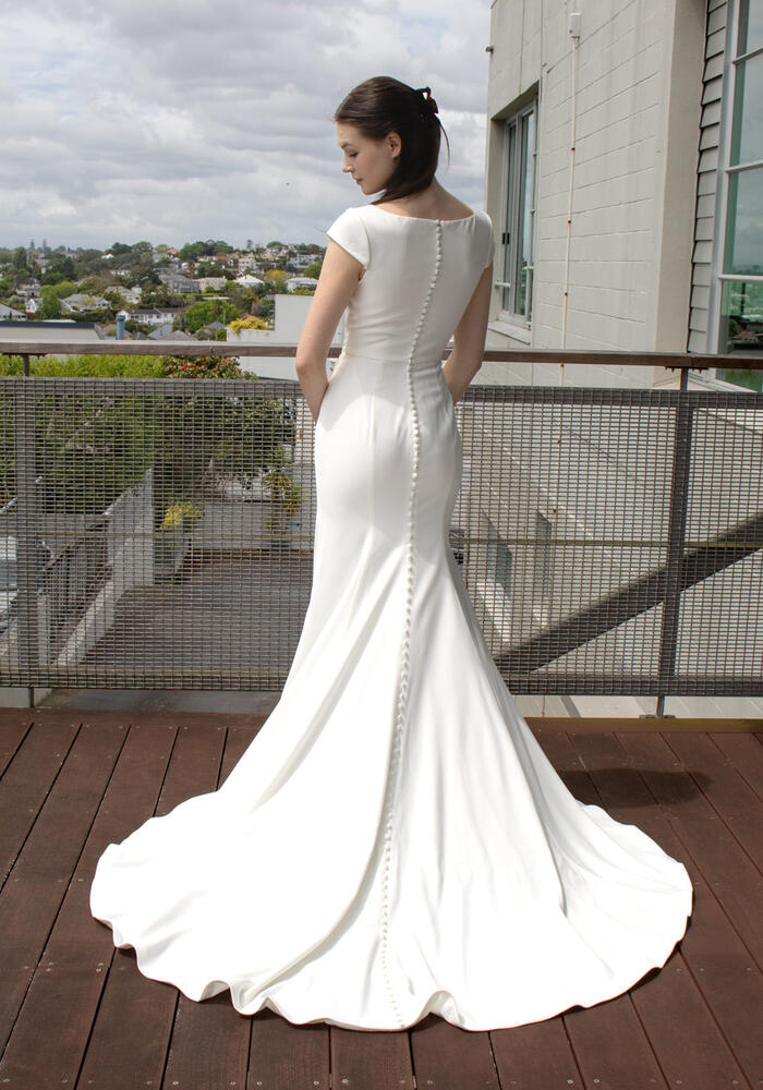 Modest LDS Wedding Dress NZ | Short Sleeve Temple Gown