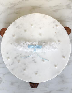 Lace and blue bow garter