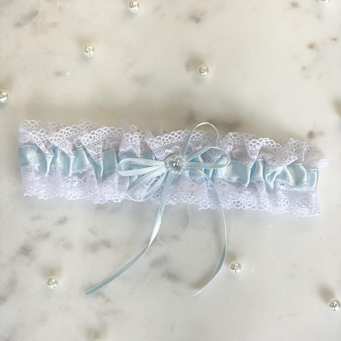 Blue satin garter
