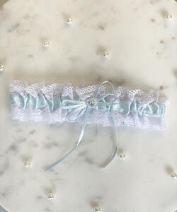 Blue satin garter