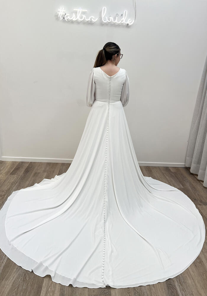 Modest LDS Wedding Dress NZ | Long Sleeve Temple Gown 