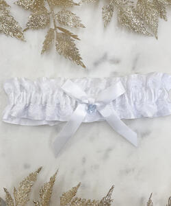 Blue heart satin and lace garter