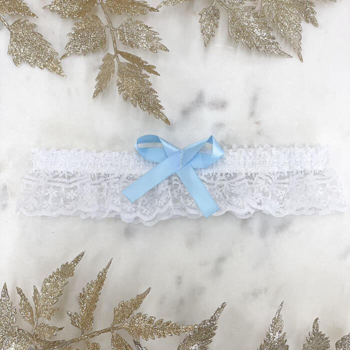 Blue bow lace garter