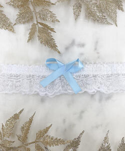 Blue bow lace garter