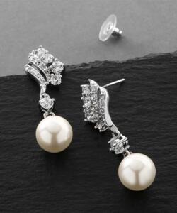 CZ and pearl earrings