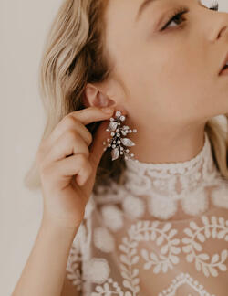 Leaf and opal earrings