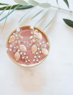 Leaf and opal earrings