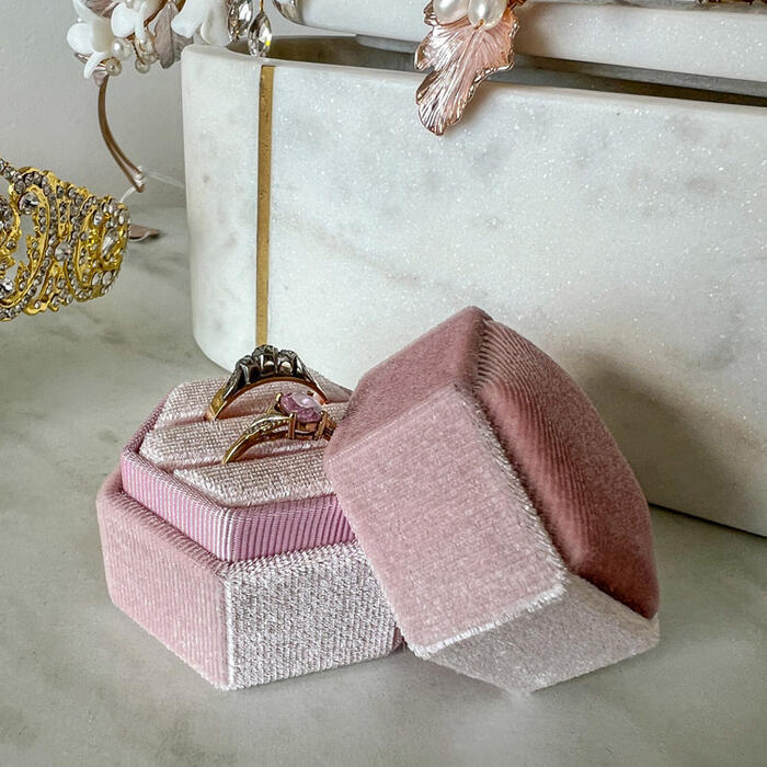 Velvet Hex Box Mini Pink