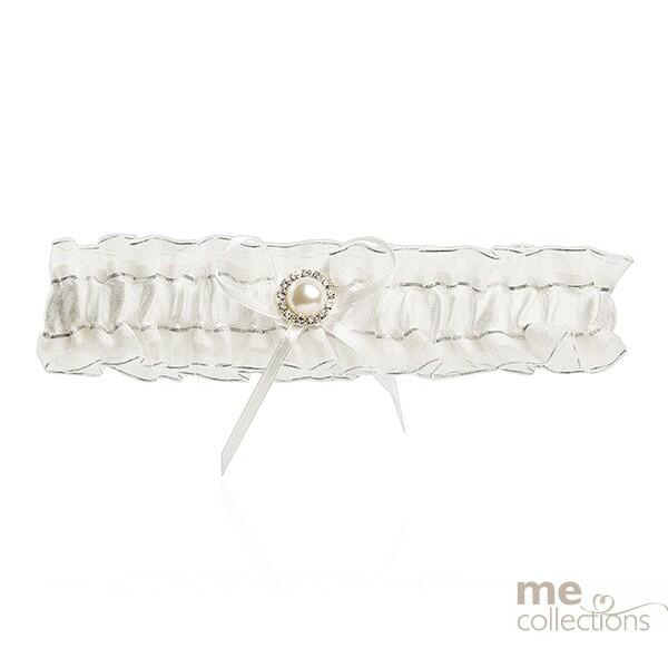 Satin garter with pearl button