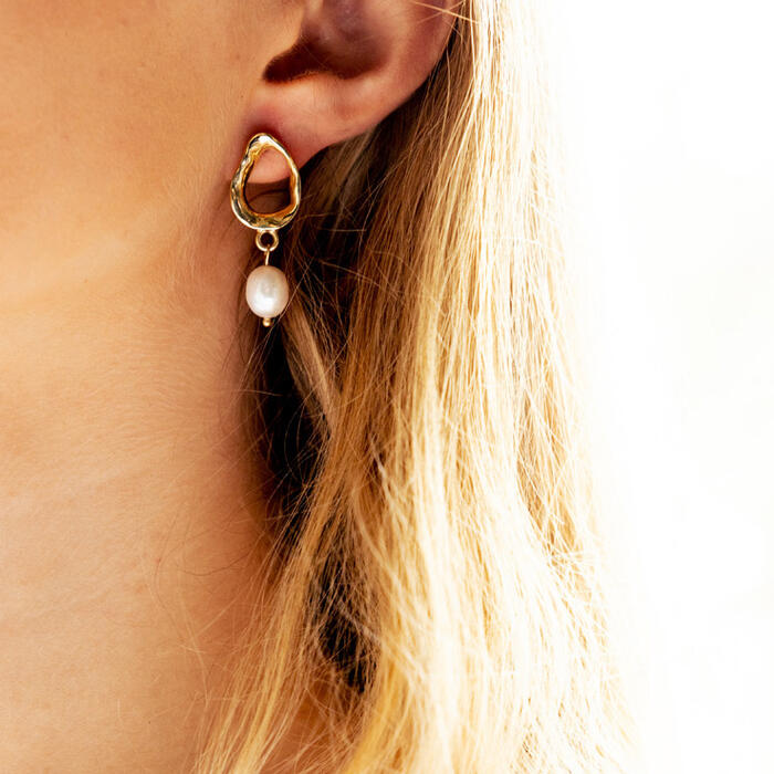 Pearl and hoop earring