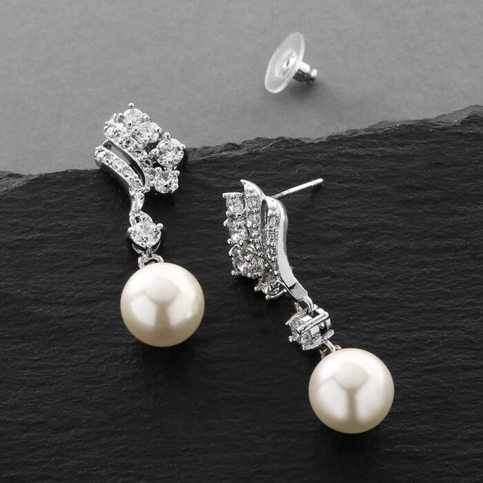 CZ and pearl earrings