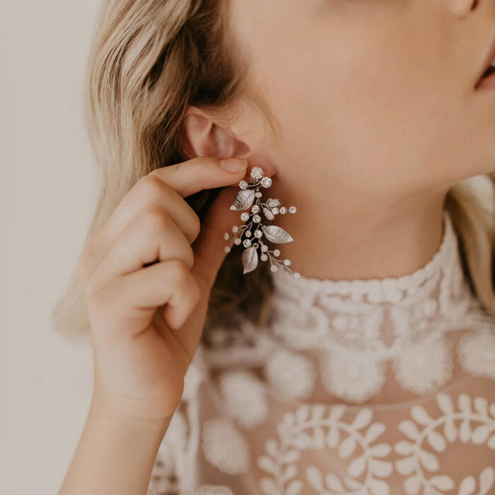 Leaf and opal earrings