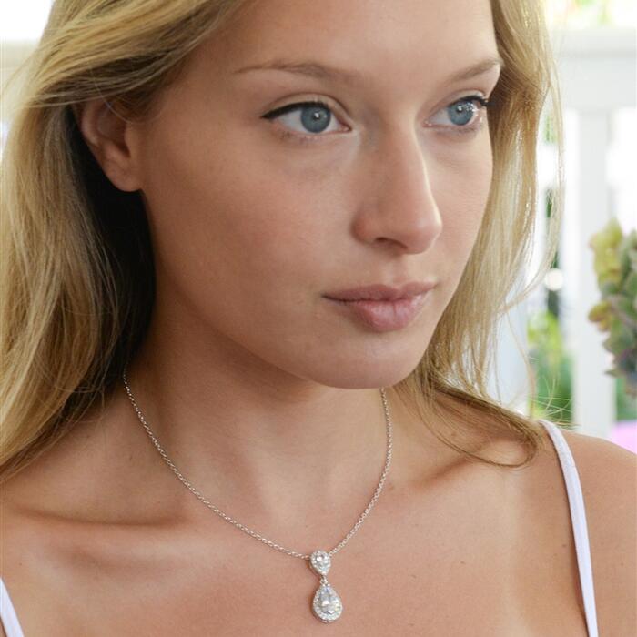 Astra Bridal CZ teardrop pendant