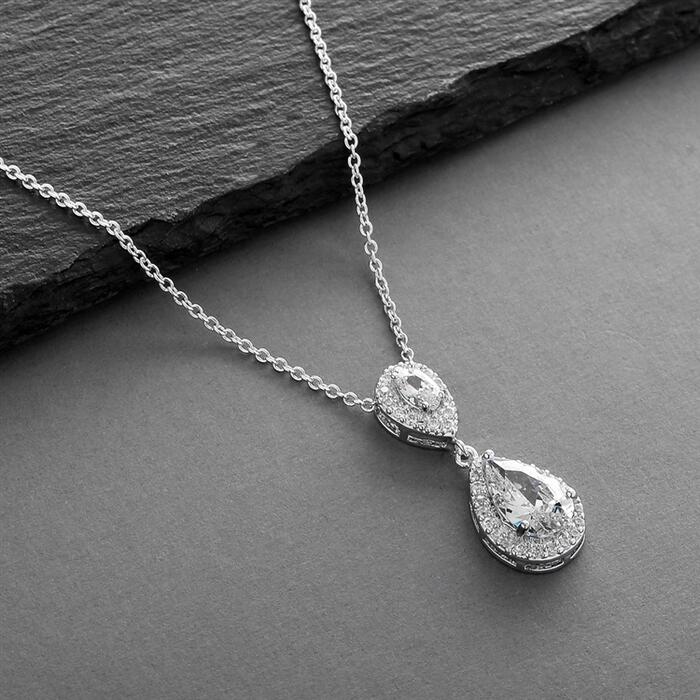 CZ teardrop pendant